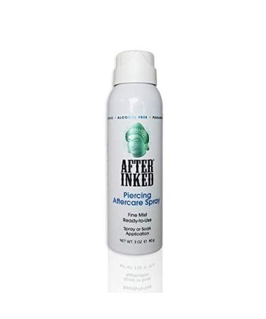 After Inked Piercing Aftercare Spray- Fine Mist, Spray or Soak Application with Saline Solution for Ear, Nose, Belly Button and Other Skin Piercings- Aftercare Cleaning Solution in Spray Bottle, 3 oz 3 Fl Oz (Pack of 1)
