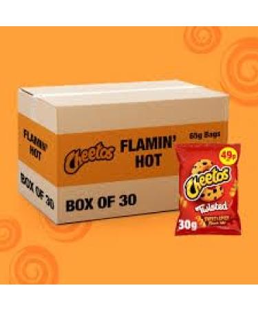 Crunchy Corn Snacks Flamin' Hot or Cheese Irresistible Crisps 30g Bags (Packs of 30) Wholesale Box (Flamin Hot)