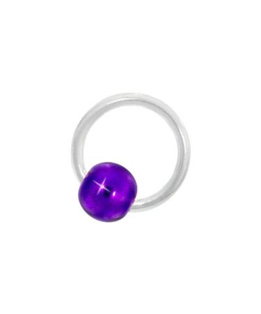 ND24 NailDesign nail piercing creole silver with ball purple - 925 Sterling Silver - nail art finger foot silver ball - purple