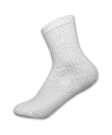 Gemrock 6 Pair Diabetic Crew Socks Size 10-13 (White)