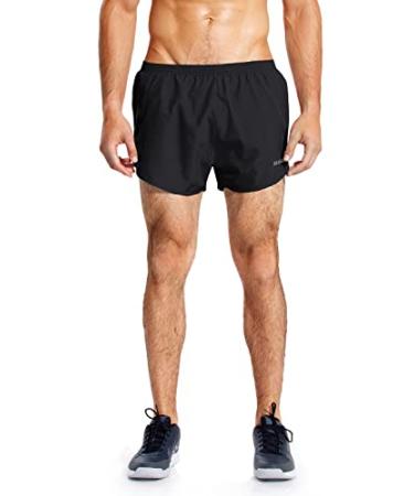 BALEAF Men's 3'' Running Shorts Gym Quick Dry Athletic Workout Pocket Lightweight Brief Black Medium
