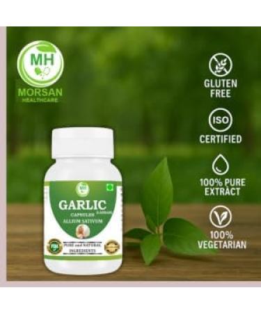 Morsan Healthcare Odorless Garlic Capsules 500 mg | Allium sativum | 60 Vegan Capsules | Herbal Supplement | Vegan, Gluten-Free, GMO-Free | Natural Herbal Supplement | Pack of 1 Bottle - Buy Online on GoSupps.com