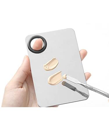 Aebor 2pcs Stainless Steel Makeup Palette Set with Spatula - Professional Artist Tool for Mixing Foundation and Nail Art - Buy Online on GoSupps.com