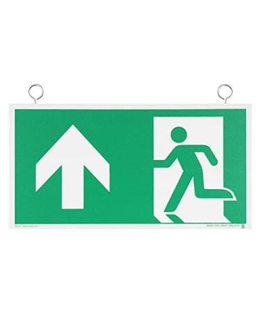 Notlok Safety Work escape route/emergency output printed on one side according to DIN EN ISO 7010 with assembly set for attaching to the ceiling fluorescent PVC plate DIN67510 green yellow emergency exit - hanging - up (left) 30 x 15 cm 1 piece - Buy Online on GoSupps.com