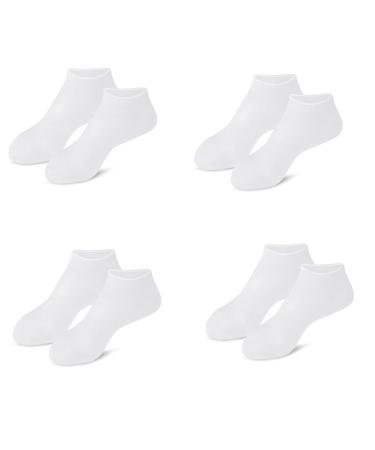 Rheross 4 pairs of moisturizing anti-crack silicone socks for the whole foot foot protection against heel drying beach socks white durable easy to use approx. 21 cm