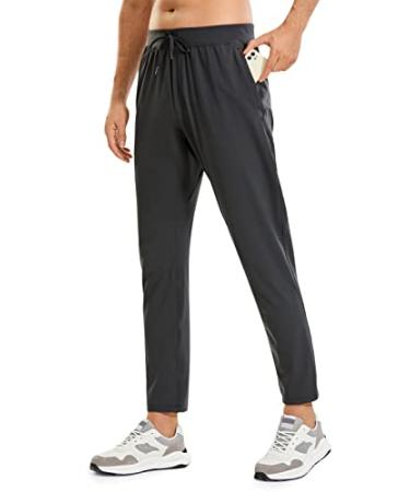 CRZ YOGA Mens 4-Way Stretch Comfy Athletic Pants - Track Hiking Golf Gym Workout Joggers Work Pants Sweatpants Large Ink Gray