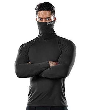 DRSKIN Men 2 or 1 Pack Turtleneck Compression Shirt Top MASK Shirts Sports Long Sleeve Sports Baselayer Running Quick Dry X-Large Turtleneck Sb01