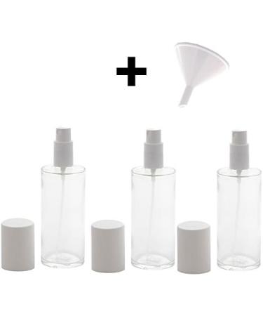 Clear Glass Atomizer Bottle 100ml with Cap & Funnel | Empty Kosmetex Bottle Set - 3 Pieces - Buy Online on GoSupps.com