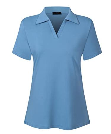 Vidusou Women's Short Sleeve Golf Polo Shirts Tennis Shirts Sport T-Shirts Workout Tops X-Large Blue-5