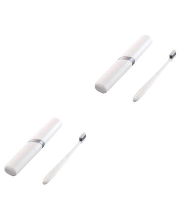 Minkissy 2 sentences toothbrush holder toothbrush pipe travel toothbrush etui travel toothbrush set travel toothbrush travel toothbrush etui pp gift toothbrush box storage box white