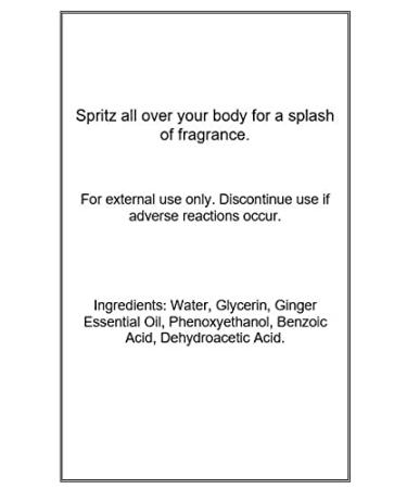 Ginger Essential Oil Body Spray 2 ounces Body Mist for Women with Clean Light & Gentle Fragrance Long Lasting Perfume with Comforting Scent for Men & Women Cologne with Soft Subtle Aroma For Regular Strength 2 Fluid Ounces - Buy Online on GoSupps.com