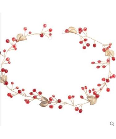 Missgrace Bridal Red Crystal Leaf Hair Vine and Earrings Set - Wedding Vintage Headband for Women, Perfect for Parties and Halloween - Buy Online on GoSupps.com
