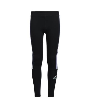 adidas 3-Stripes Logo Tights Kids' Black Plum Large