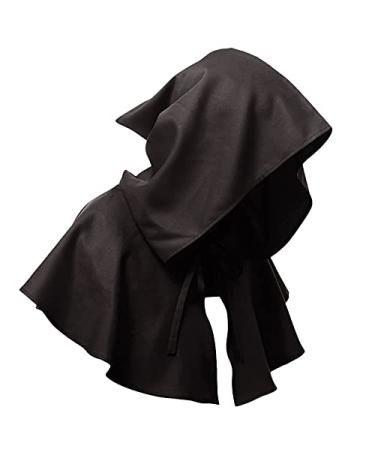 HRSTUYL Womens Capes and Wraps Dresses for Women 2022 Midevil Costumes for Men Witch Cape Black Hood Renaissance Hat Black One Size