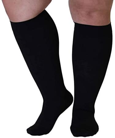 6XL Wide Plus Size Calf Compression for Men and Women 20-32 mmHg Nursing Athletic Travel Flight Socks Shin Splints Knee High - Black XXXXXX-Large 6XL 1 Black