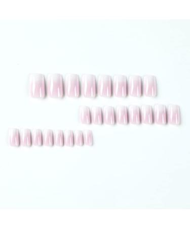 French Square Press on Nails - Pink White Gradient Fake Nails DIY Kit for Women and Girls - Buy Online on GoSupps.com