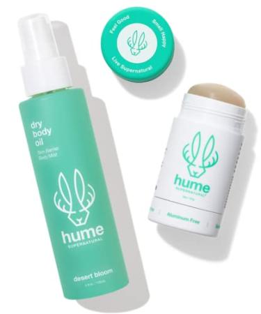 Hume Supernatural Plant-Based Deodorant & Mist Bundle - Aluminum-Free Deodorant & Dry Body Oil Spray Natural Ingredients Coconut Prickly Pear Vitamin E Healthy Skin Hydration Desert Bloom