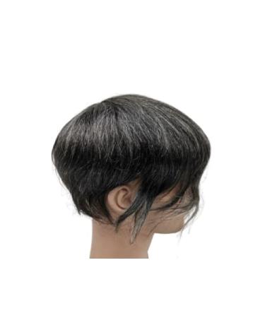 Real Hair Toupet for Men - YanaHair 0.04-0.06mm V-Loop PU Thin Skin Hair System | European Real Hair Wig - Black & Gray (10x8) - Buy Online on GoSupps.com