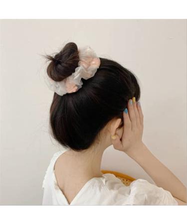 KDDOM 2 PCS Embroidery Tulle Flower Hair Scrunchie Set - Vintage Hair Loop for Girls and Women (Pink Blue) - Buy Online on GoSupps.com