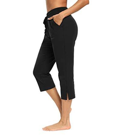 LEXISLOVE Capris for Women Casual Summer Wide Leg Crop Pants Loose Comfy Drawstring Yoga Jogger Capri Pants with Pockets X-Large Black