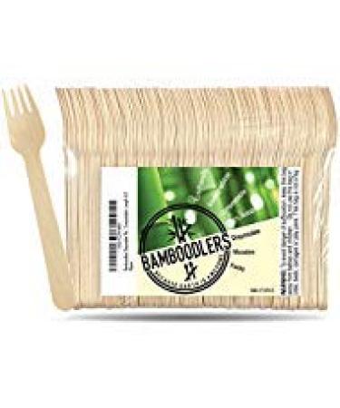 Disposable Wooden Forks by Bamboodlers | 100% All-Natural, Eco-Friendly, Biodegradable, and Compostable - Because Earth is Awesome! Pack of 100-6.5" forks.