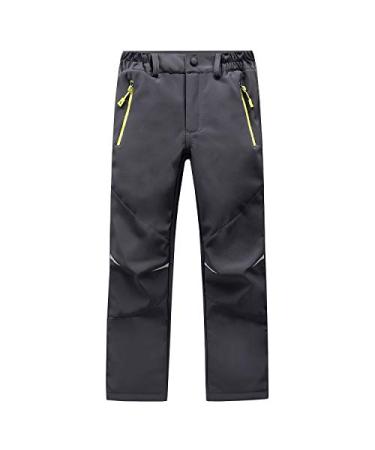 LANBAOSI Kids Boys Girls Waterproof Outdoor Hiking Pants Warm Fleece Lined Grey 8