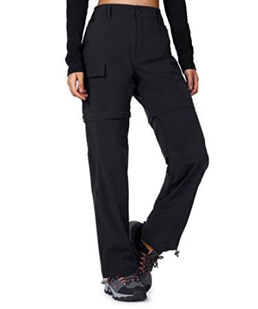 Cycorld Women's-Hiking-Pants-Convertible Quick-Dry-Stretch-Lightweight Zip-Off Outdoor Pants with 5 Deep Pocket Black Large
