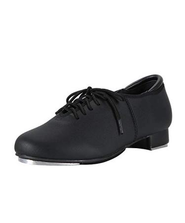 Linodes PU Leather Lace Up Tap Shoe Dance Shoes for Women and Men's Dance Shoes 9 Women/8 Men Black