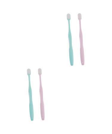 Minkissy 4 pieces nylon toothbrush toothbrush natural toothbrush hand toothbrush toothbrush with soft bristle couple toothbrushes toothbrushes micro-training toothbrush portable captive