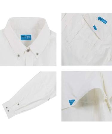 Tuna Men's UPF 50+ Sun Protection Waterproof Fishing Shirt Beige White XX-Large - Buy Online on GoSupps.com