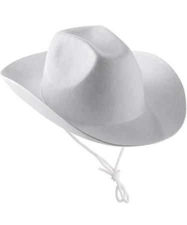 White Cowboy Hat - (Pack of 2) Felt Cowboy Hats for Women and Men with Adjustable Neck Draw String, for Dress-Up Parties and Play Costume Accessories, fits Most Teens and Adults