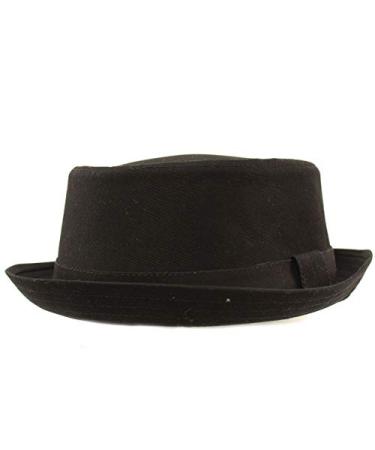 Men's Everyday Cotton All Season Porkpie Boater Derby Fedora Sun Hat Large-X-Large Black