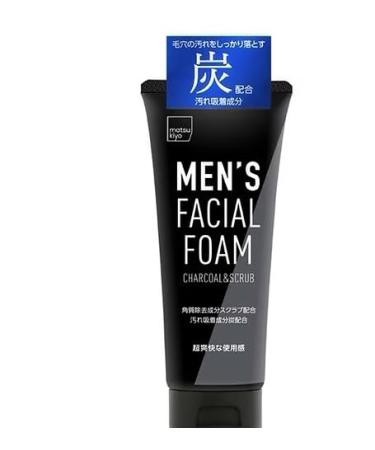 MEN'S FACIAL FOAM CHARCOAL & SCRUB 130g (Made in Japan)