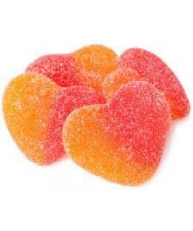 Peach Flavour Sugar Coated Gummy Jelly Heart Sweets - 1kg Bag (Approx 143 sweets)- Fat Free - Gluten Free - Lactose Free - Halal - Valentines Sweets - Cake Decoration - Buy Online on GoSupps.com