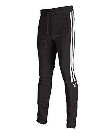 SCREENSHOT Mens Hip Hop Premium Slim Fit Urban Track Pants - Athletic Jogger Bottom with Side Taping Streetwear Medium P11008-black