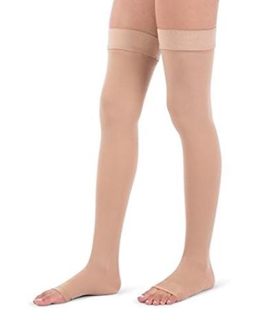 PEDIMEND Open Toe Thigh High Compression Stockings (2PAIR - 4PCS) | Gradient Compression with Silicone Band | Reduce Varicose Veins Promote Blood Circulation | UNISEX | Foot Care One Size BEIGE - Buy Online on GoSupps.com