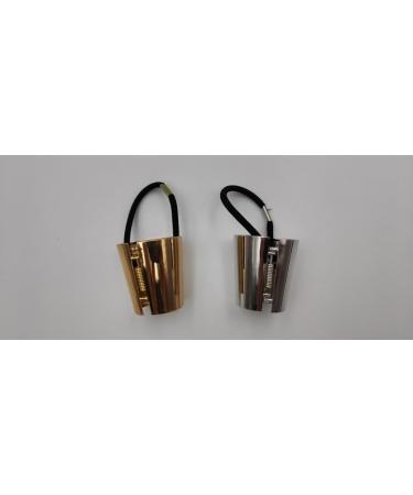 Stylish Metal Circle Hair Cuff & Elastic Hair Bands - Ponytail Accessories for Women & Girls (Silver & Gold) - Buy Online on GoSupps.com