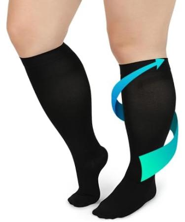 FITTOO Plus Size Compression Socks for Men & Women | 20-30mmHg Graduated Relief for Shin Splints Varicose Veins & Calf Pain | Closed Toe Graphite 6X-Large - Buy Online on GoSupps.com