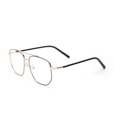 Classic Blue Light Blocking Reading Glasses Anti UV Computer Readers Square Oversized Eyeglasses Flat Light Mirror +100 Golden
