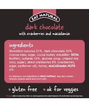 EAT NATURAL Dark Chocolate Cranberry & Macadamia Bars 45g Pack of 12 - Buy Online on GoSupps.com