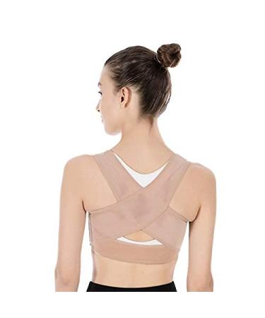 Women Back Brace Support Belt pedic Back Posture Corrector Brace Posture Shoulder Corrector Back Straightener Health Care (Beige S) Better life Flesh Color M