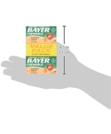 Bayer 81mg Chewable Aspirin Tablets | Doctor Recommended Pain Reliever | Orange Flavor | 108 Count (Pack of 3) - Buy Online on GoSupps.com