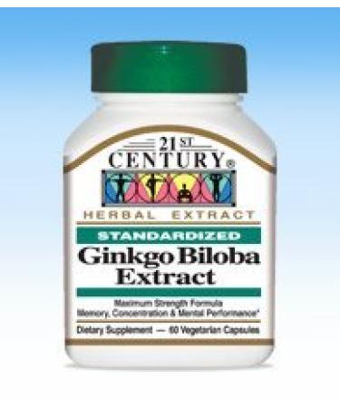 21st Century Ginkgo Biloba Extract Standardized 60 Vegetarian Capsules