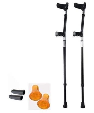 PSMPENG Forearm Crutches Adjustable Forearm Crutches with Swivel Closed Cuff (1 Pair) Comfortable Wrist Grip Durable for Standard and Tall Adults Lightweight Aluminum Adjustable silverwalking Stick Black
