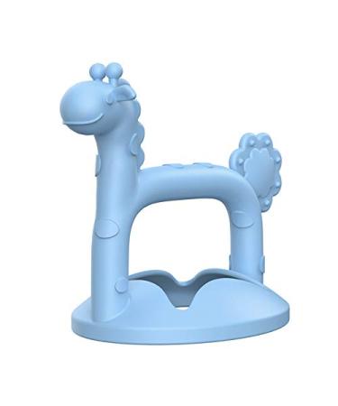 Baby Teething Toys for Infant and Toddler Giraffe Silicone Teether Soothe Baby Gums  Baby Welcome Gift (Blue)