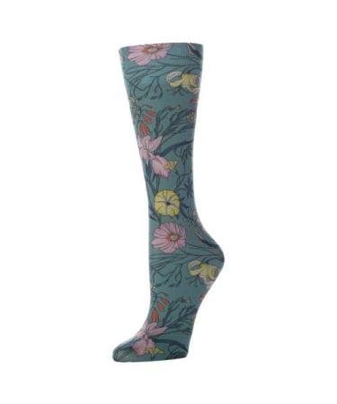 Red Moby Celeste-Stein-CMPSQ-2-2222 15-20 mmHg Compression Sock - Queen - Turquoise Lillies