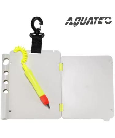 AQUATEC Dive Writing Slate WS-200 | Multi Page Underwater Writing Slate with Corrosion Resistant Locking Clip | Includes Super Pencil - Buy Online on GoSupps.com