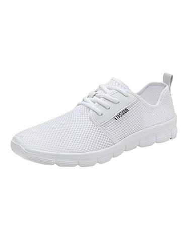 Ezeerae Shoes for Men Slip On Walking Shoes Driving Sneakers Casual Fashion Lightweight Breathable Running Sport Shoes 10.5 White