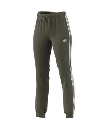 adidas Women's Essentials Warm-up Slim Tapered 3-Stripes Tracksuit Bottoms Large Olive Strata/White