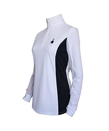 HR Farm Women's Ice Feel Quick Dry Performance Rider Longsleeve Shirt White/Black Medium